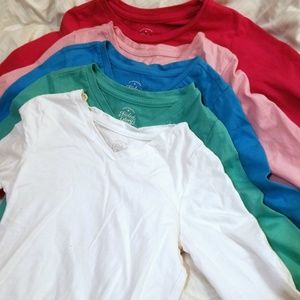 Bundle of 5 girls Size 7/8 Long Sleeve Blank Tees